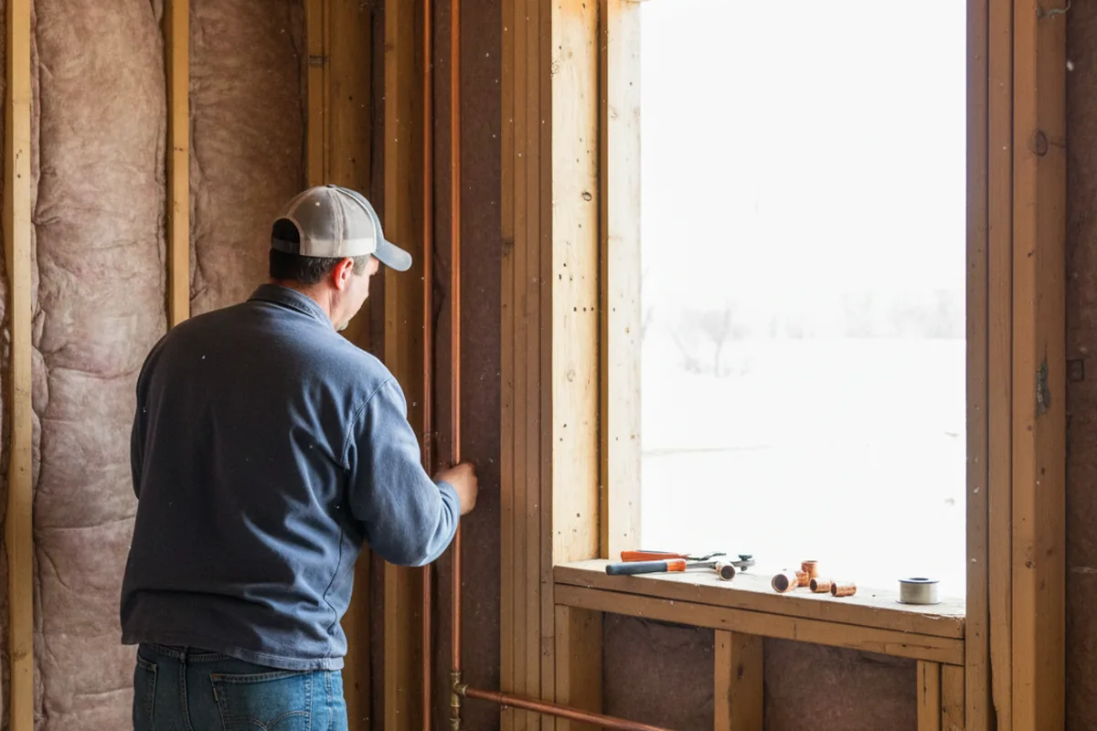 Licensed plumber running new copper supply lines in a Roanoke home