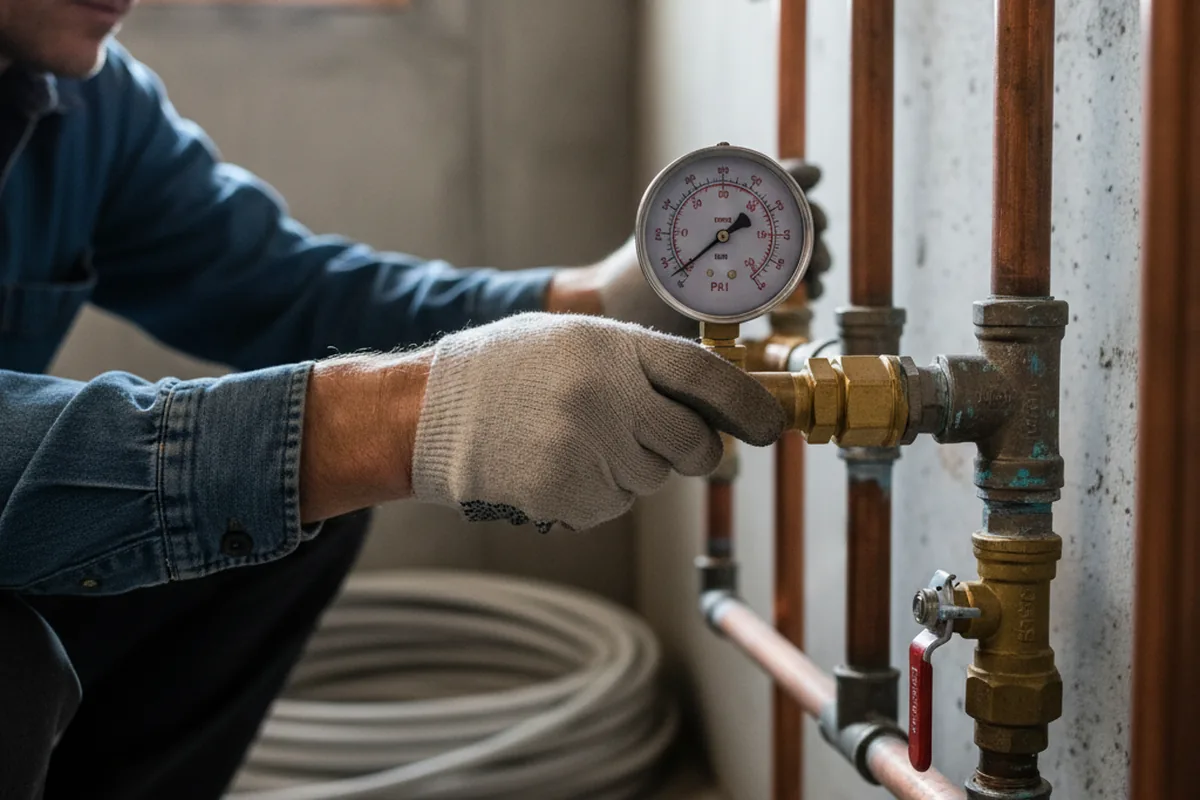 Pressure testing a repaired line during Water Line Repair in Roanoke